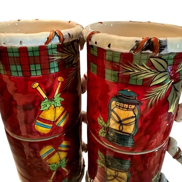 Vintage Susan Winget Holiday Lodge Mugs 4.5 “ Tall 16 Oz Capacity Set Of Two - Picture 8 of 13